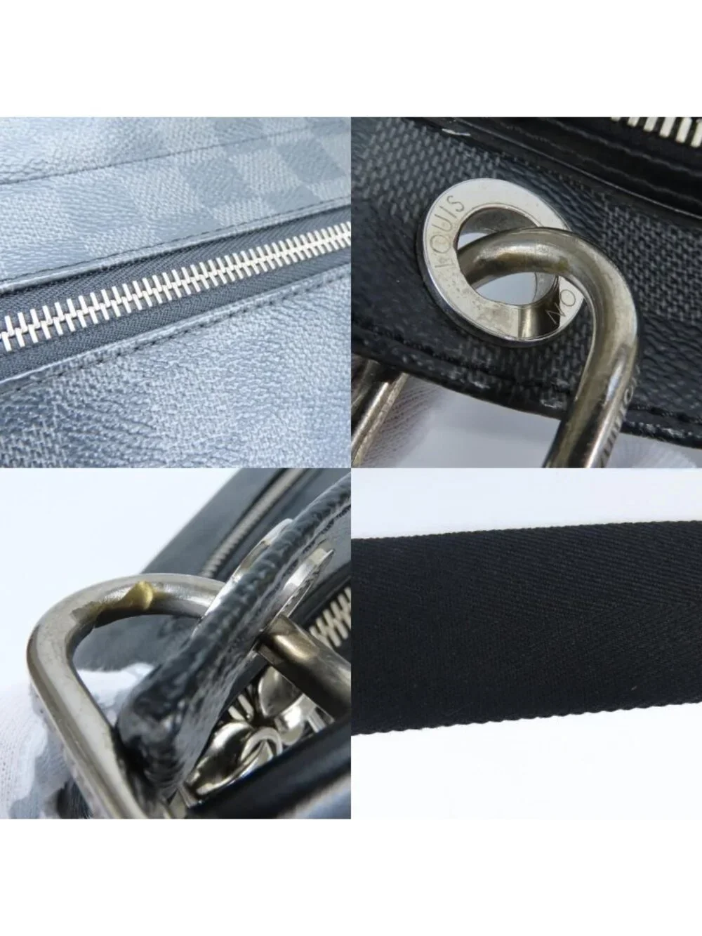 Louis Vuitton Shoulder Bag Hunter Damier Graphite Leather Black Gray Crossbody